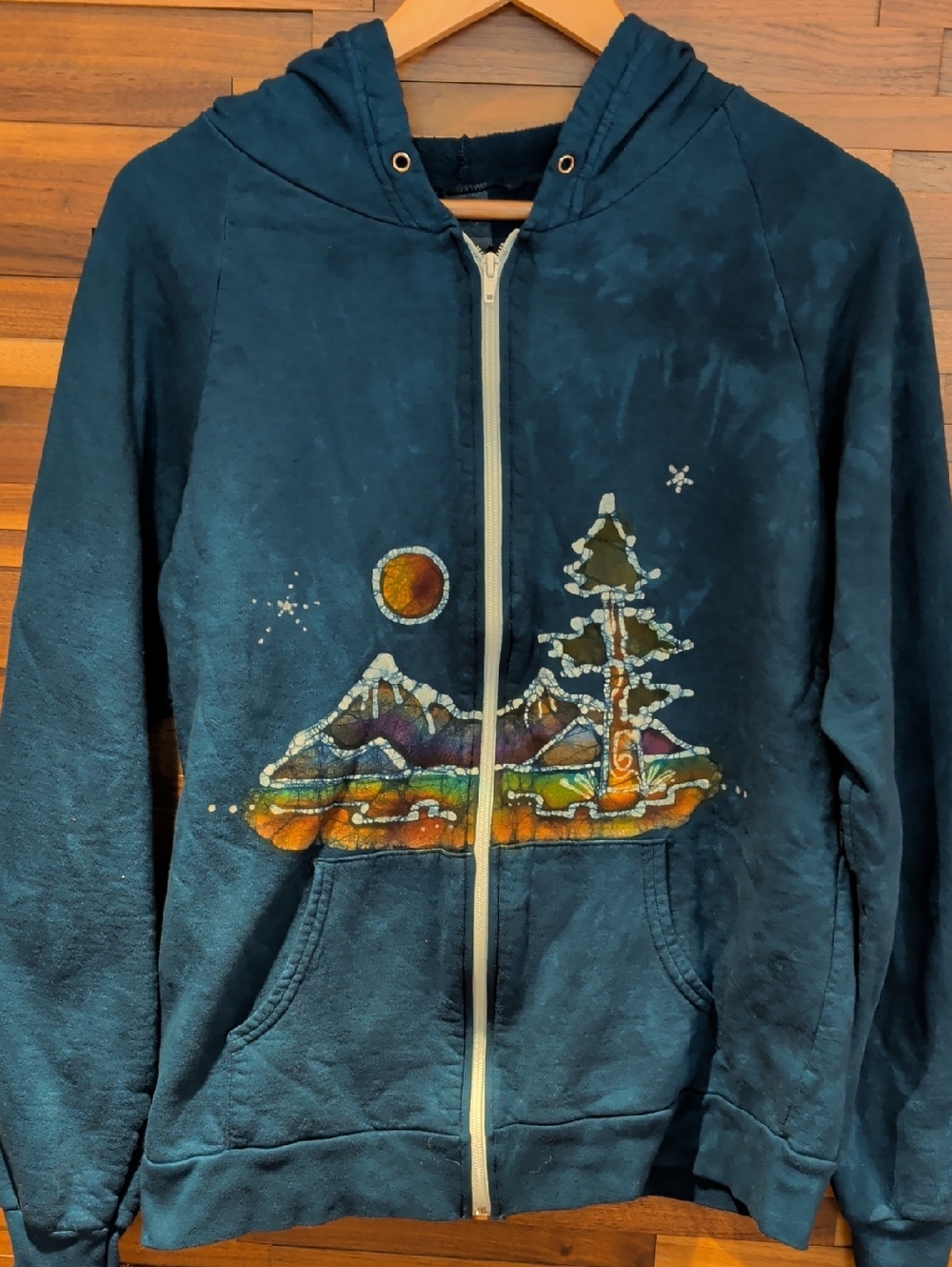 Hand Dyed Tie Dye Mountain Scene Hoodie Festival Wear